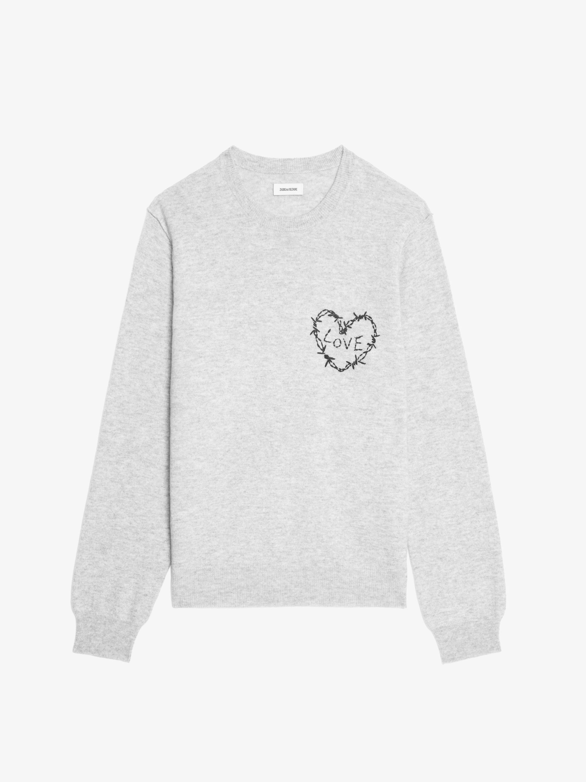 Kennedy Jumper - Jumper with round neck and heart embroidery on the front.